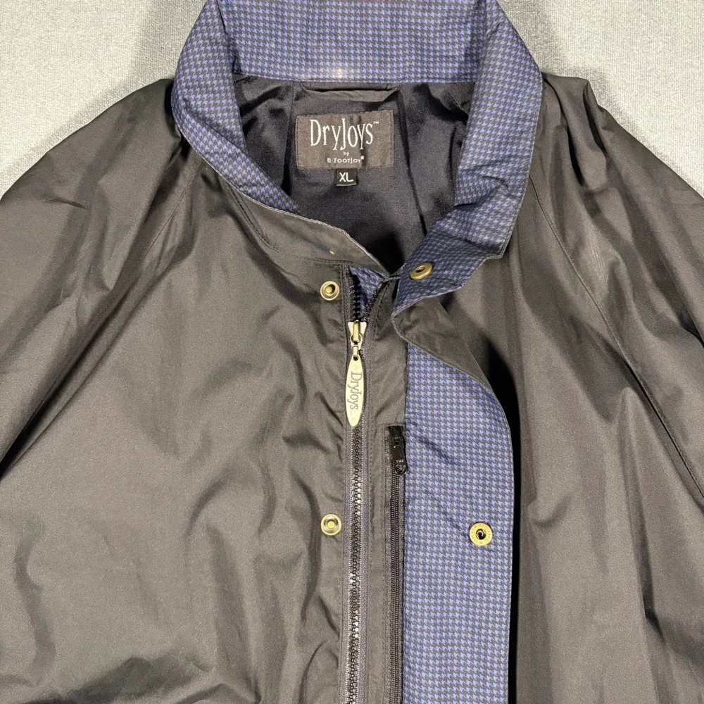 Footjoy DryJoy Water‎ Repel Golf Jacket Full Zip/Button X-Large Navy Plaid/Black